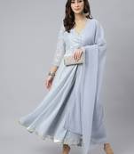 Grey printed georgette salwar