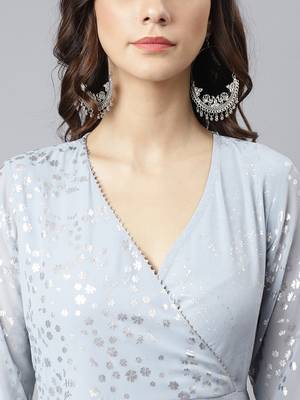 Grey printed georgette salwar 3