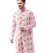 Men'S Multicolor-Base-Pink Muslin Blend Kurta