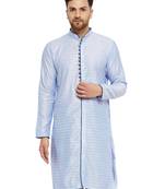 Lavender And Navy Blue Silk Blend Kurta