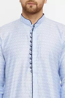 Lavender And Navy Blue Silk Blend Kurta