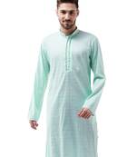 Men'S Aqua Blue Cotton Blend Kurta