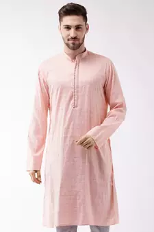 Pink Cotton Blend Kurta