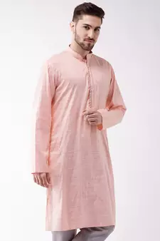 Pink Cotton Blend Kurta
