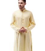 Men'S Yellow Cotton Blend Kurta