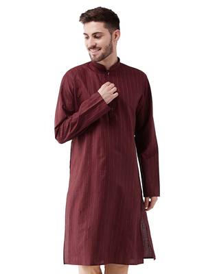 Maroon Cotton Blend Kurta 1