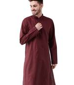 Maroon Cotton Blend Kurta