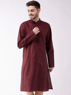 Maroon Cotton Blend Kurta 2