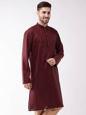 Maroon Cotton Blend Kurta 3