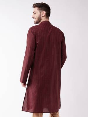 Maroon Cotton Blend Kurta 4