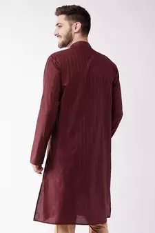 Maroon Cotton Blend Kurta