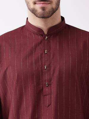 Maroon Cotton Blend Kurta 5