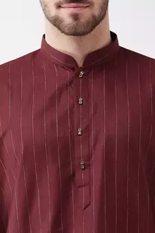 Maroon Cotton Blend Kurta