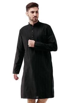 Men'S Black Cotton Blend Kurta
