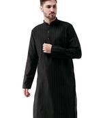 Black Cotton Blend Kurta