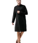 Men'S Black And Rose Gold Cotton Blend Kurta Pyjama Set