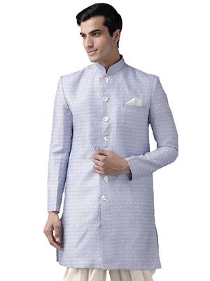 Purple woven silk blend men-kurtas 1