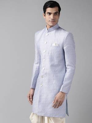 Purple woven silk blend men-kurtas 3