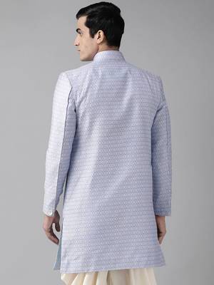 Purple woven silk blend men-kurtas 4