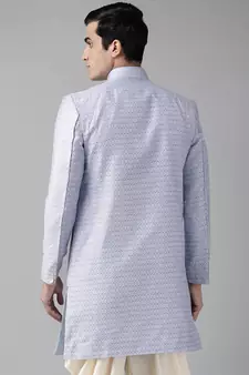 Purple woven silk blend men-kurtas