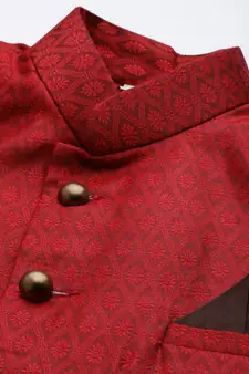 Men'S Maroon Silk Blend Sherwani Only Top