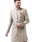Men'S Beige Silk Blend Sherwani Only Top