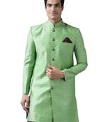 Men'S Green Silk Blend Sherwani Only Top