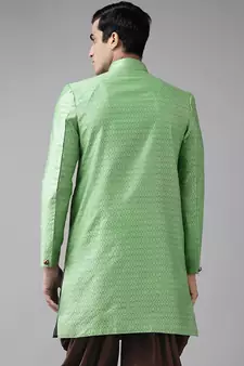 Men'S Green Silk Blend Sherwani Only Top