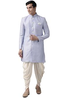 Purple woven silk blend sherwani