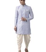 Purple woven silk blend sherwani