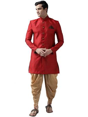 Men'S Green And Coffee Silk Blend Sherwani Set 1