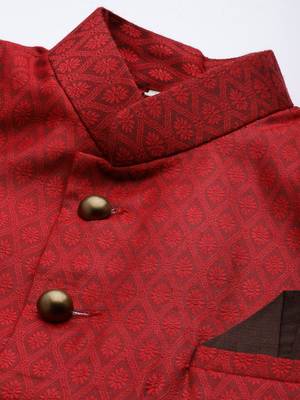 Men'S Green And Coffee Silk Blend Sherwani Set 5