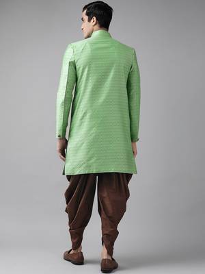 Green Woven Silk Blend Sherwani 4