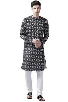 Men'S Black Cotton Blend Kurta