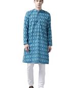 Turquoise Cotton Blend Kurta