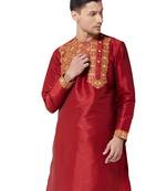 Men'S Maroon Silk Blend Kurta