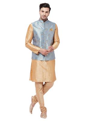 Gold Woven Silk Blend Kurta-Pajama 1