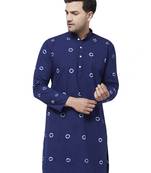 Men'S Blue Pure Cotton Kurta