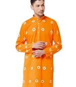 Men'S Orange Pure Cotton Kurta