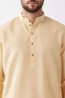 Gold Plain Silk Blend Dhoti-Kurta