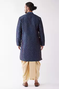 Blue Woven Silk Blend Dhoti-Kurta