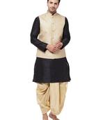 Black Woven Silk Blend Dhoti-Kurta