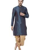 Blue Woven Silk Blend Dhoti-Kurta