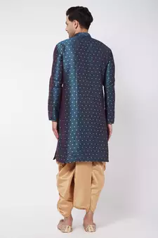 Blue Woven Silk Blend Dhoti-Kurta