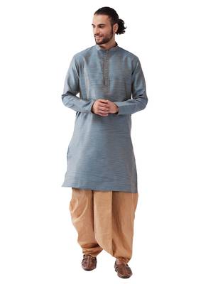Blue Woven Silk Blend Dhoti-Kurta 1