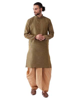Black Woven Silk Blend Dhoti-Kurta 1