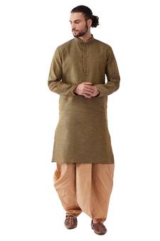 Black Woven Silk Blend Dhoti-Kurta