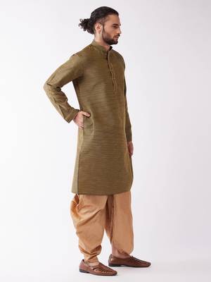 Black Woven Silk Blend Dhoti-Kurta 3