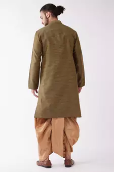 Black Woven Silk Blend Dhoti-Kurta