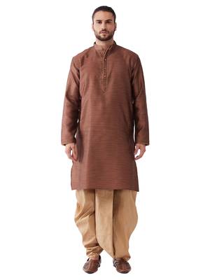 Maroon Woven Silk Blend Dhoti-Kurta 1